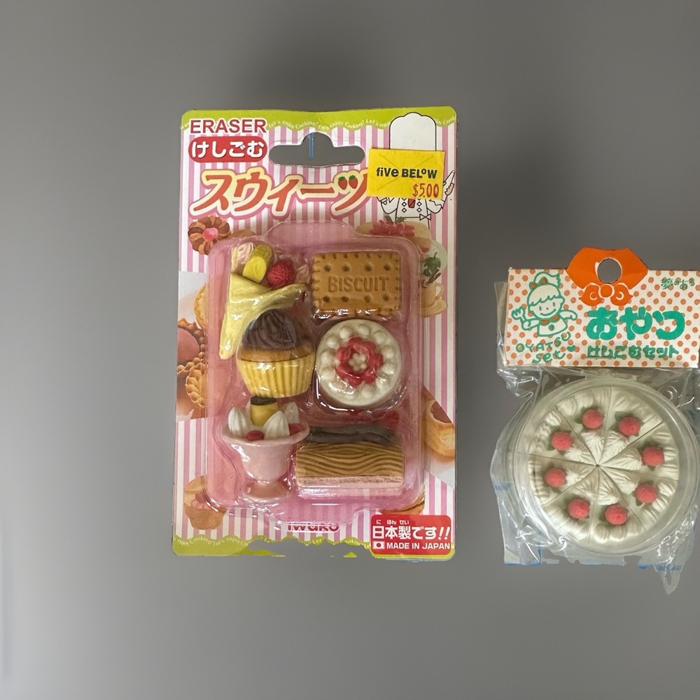 Iwako Funny Eraser Set Dessert Sweets & Strawberry Shortcake Made in Japan NIB